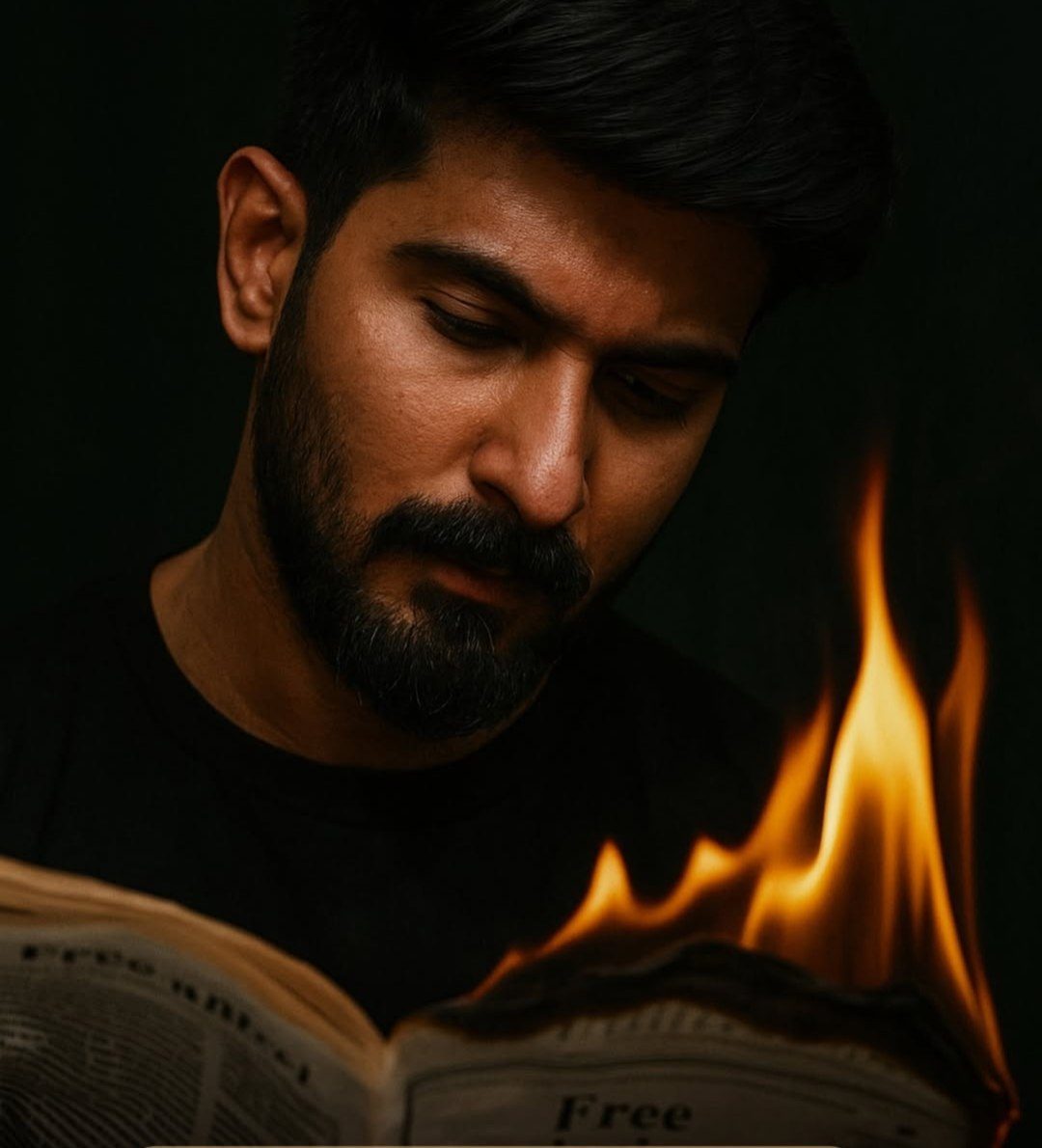 Reading the Newspaper Portrait AI image prompt