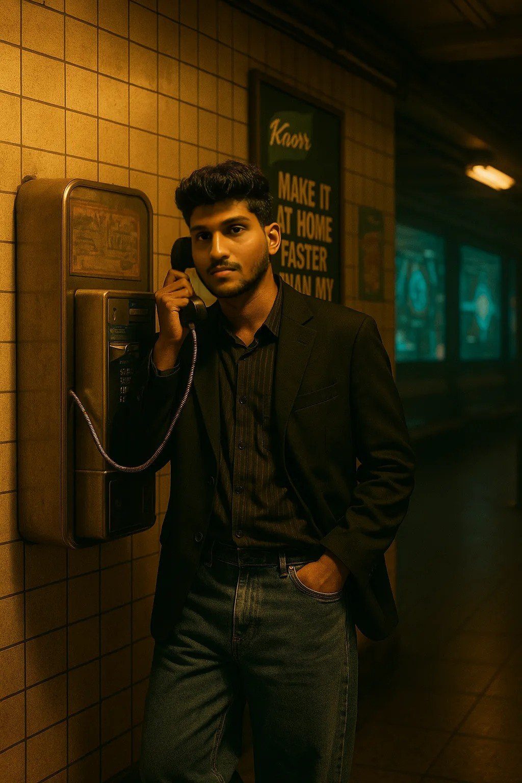 Subway Payphone Moment AI image prompt