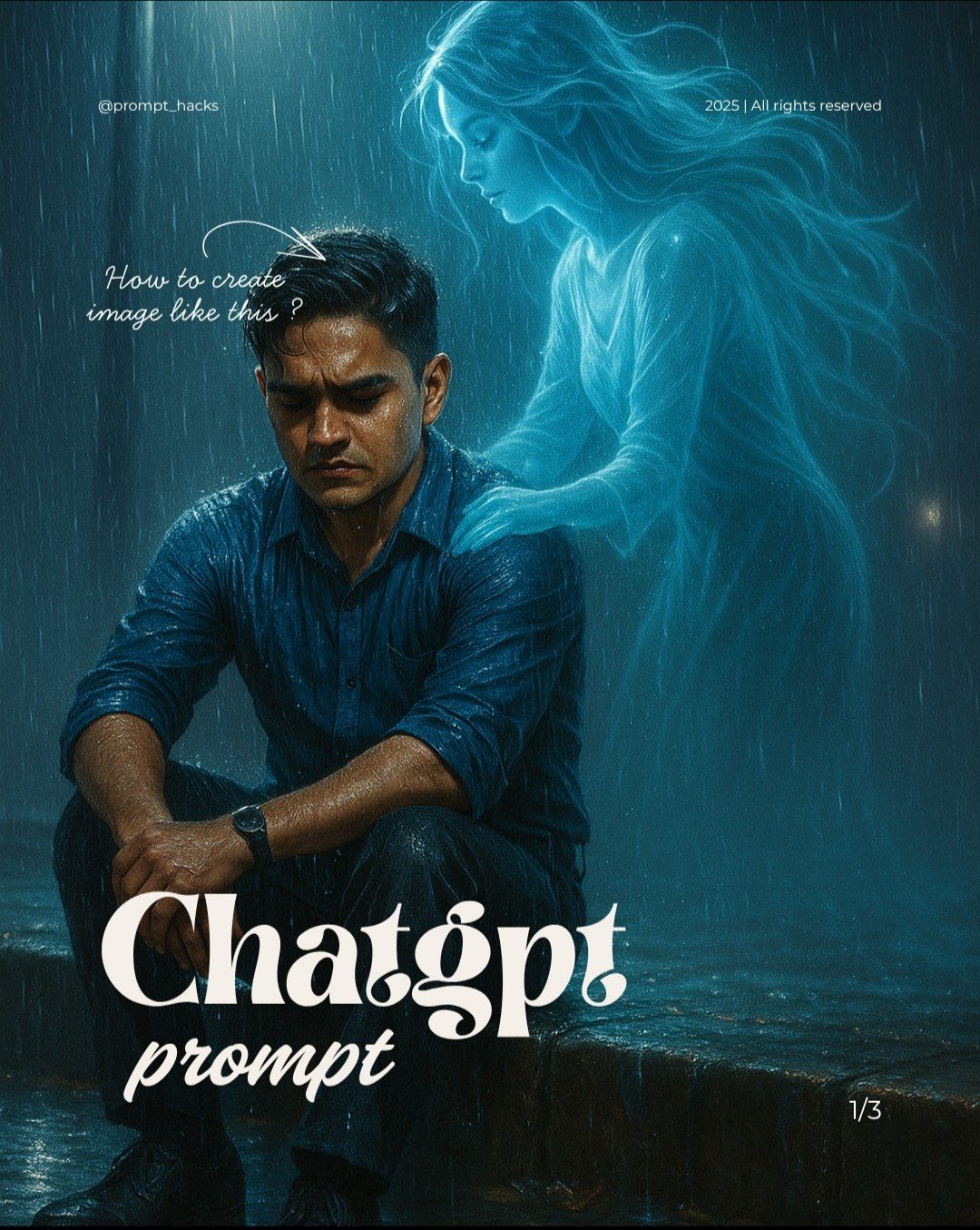 Rainy Night Emotional Portrait AI image prompt