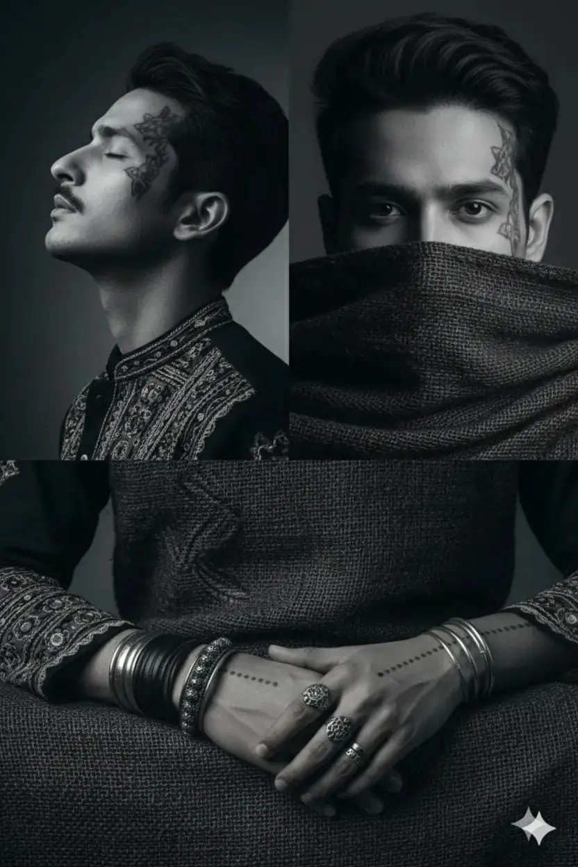 Menswear Photo Collage AI image prompt