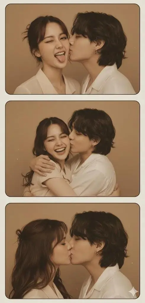 Sepia Photo Booth Couple Strip AI image prompt