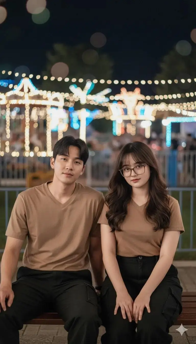 Playful Park Couple Portrait AI image prompt