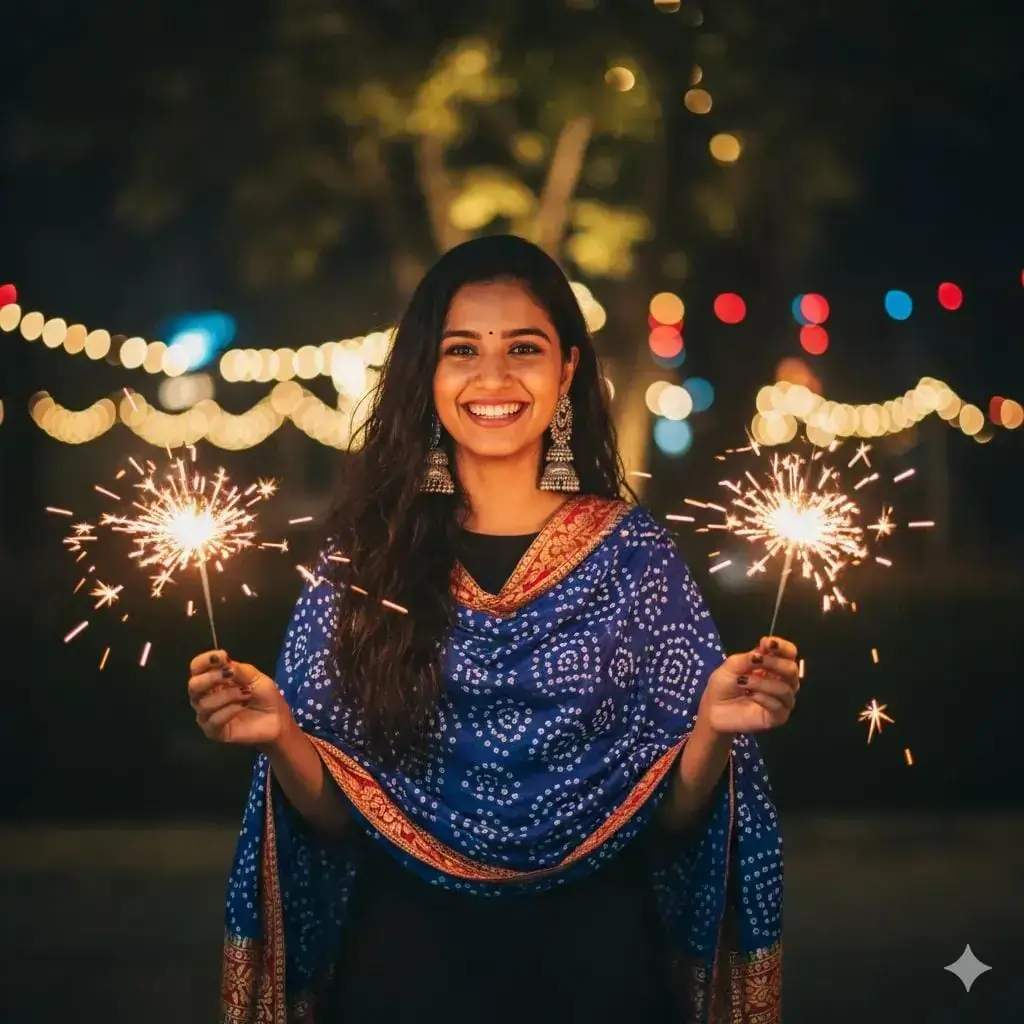 Smiling Diwali Portrait AI image prompt