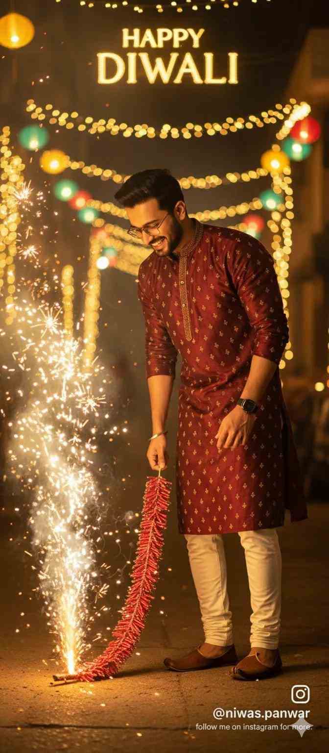 Firecracker Street Diwali Look AI image prompt
