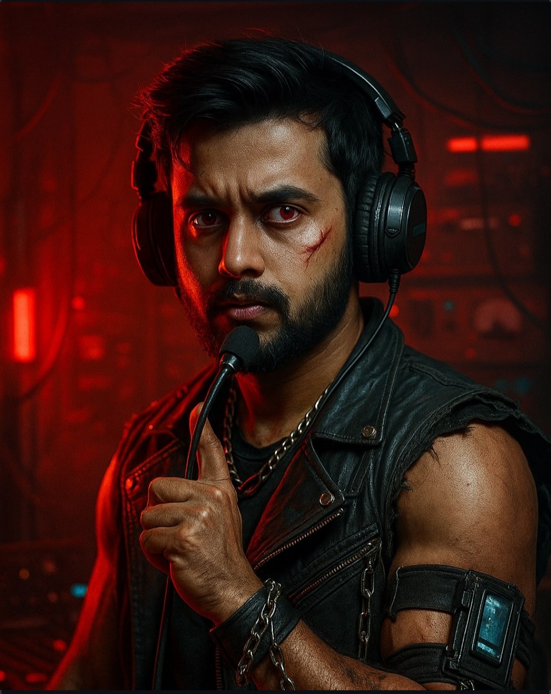 Dramatic Headphones Portrait AI image prompt