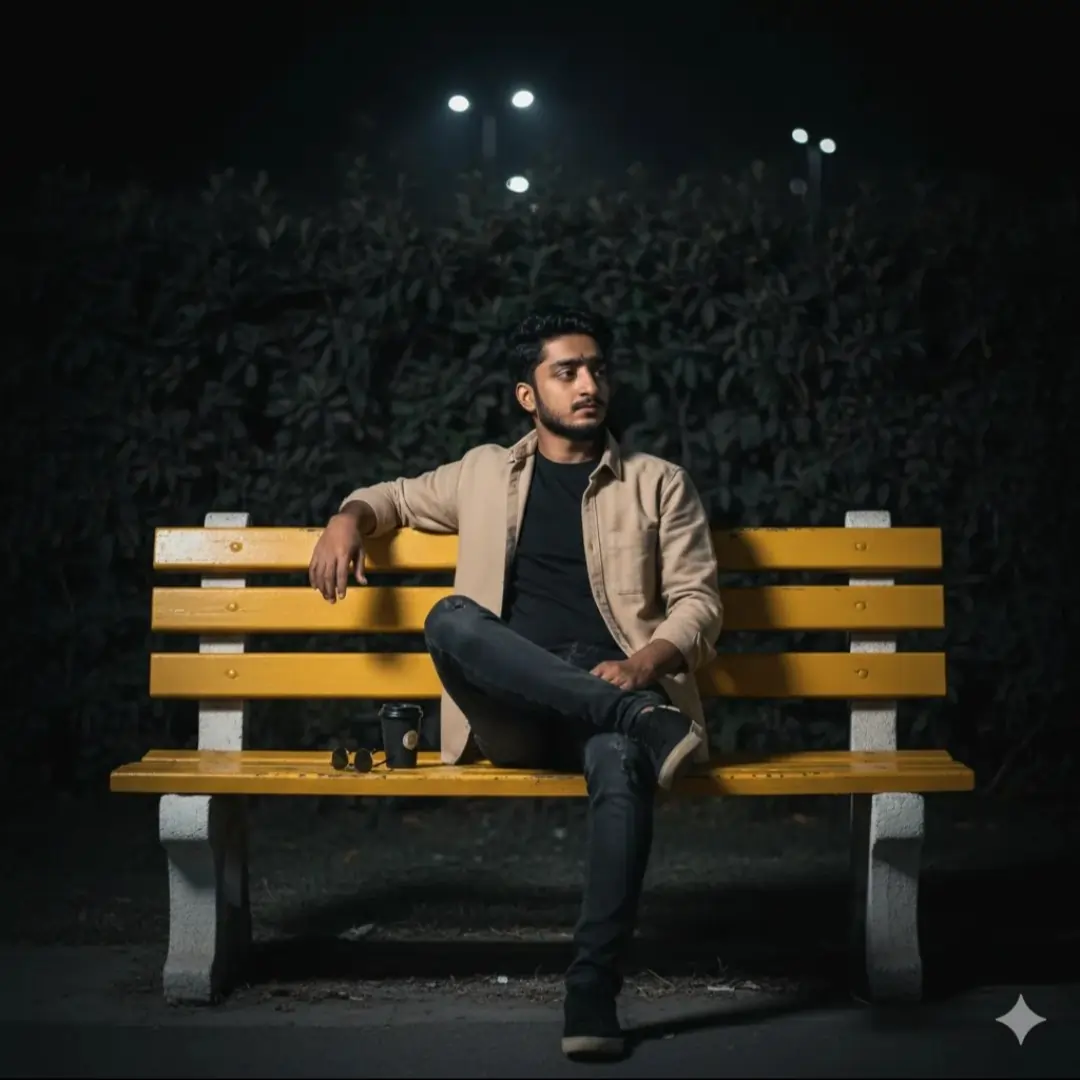 Yellow Park Bench for Boys AI image prompt