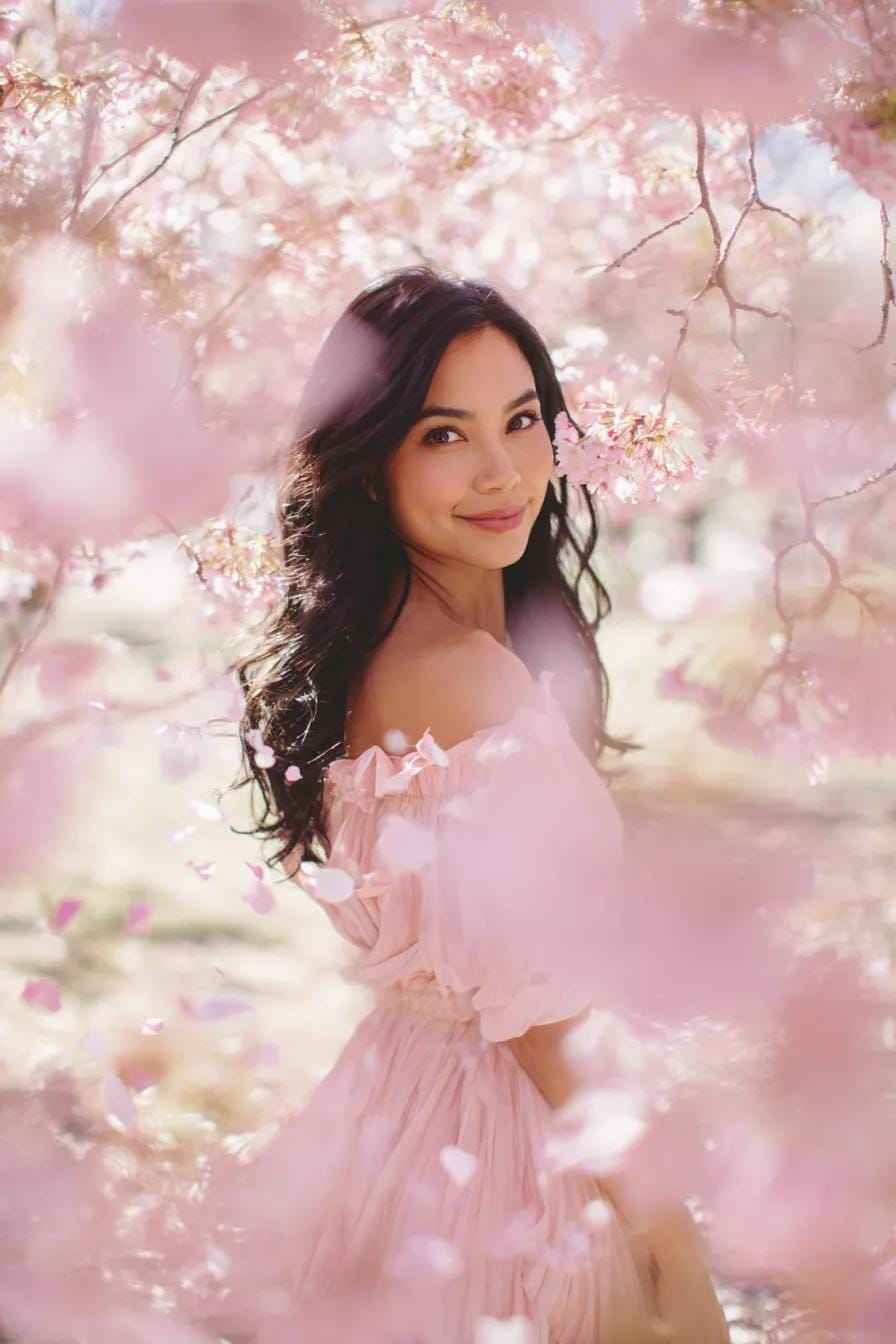 Cherry Blossom Spring Portrait AI image prompt