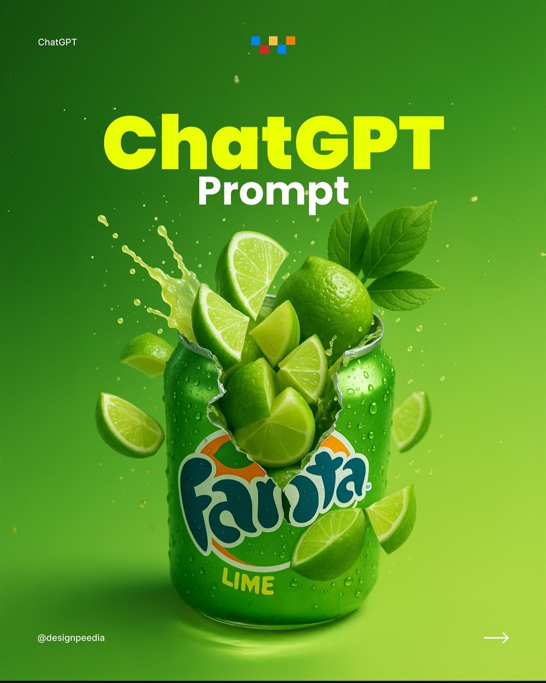 Lime Soda Drink Advertisement AI image prompt