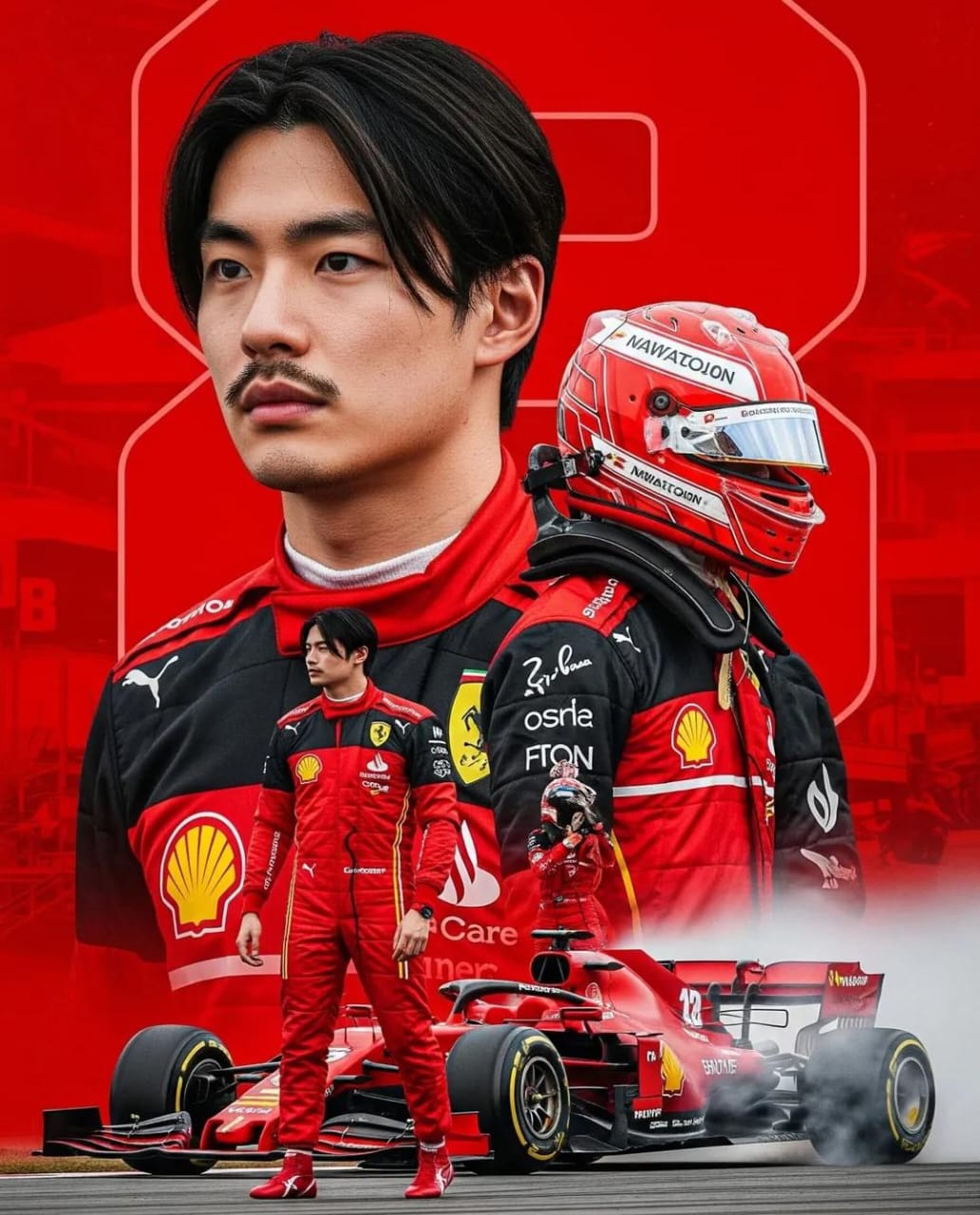 Red Race Car Fan Poster AI image prompt