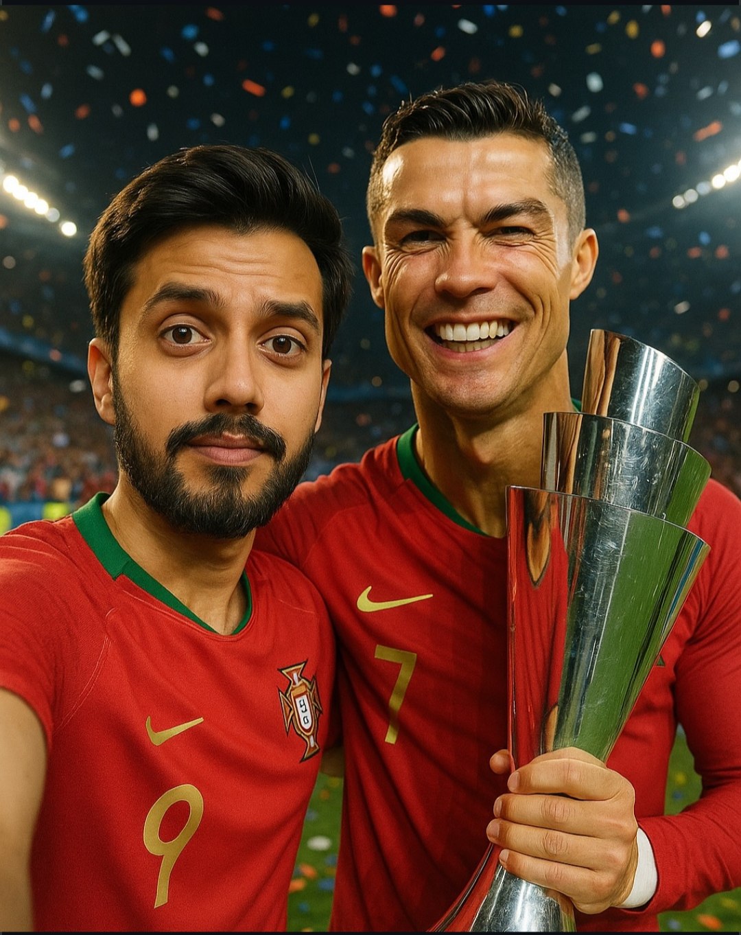 Football Jersey Selfie with a Star Player AI image prompt